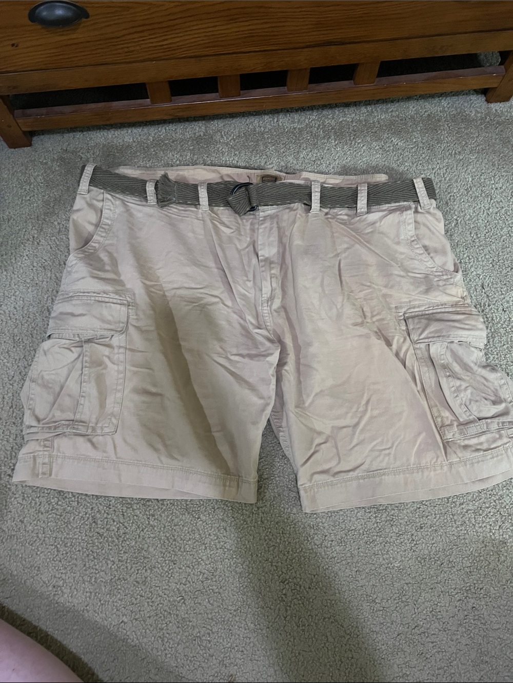 The Foundry Supply Co. Men's Cargo Shorts in Light Beige with Belt